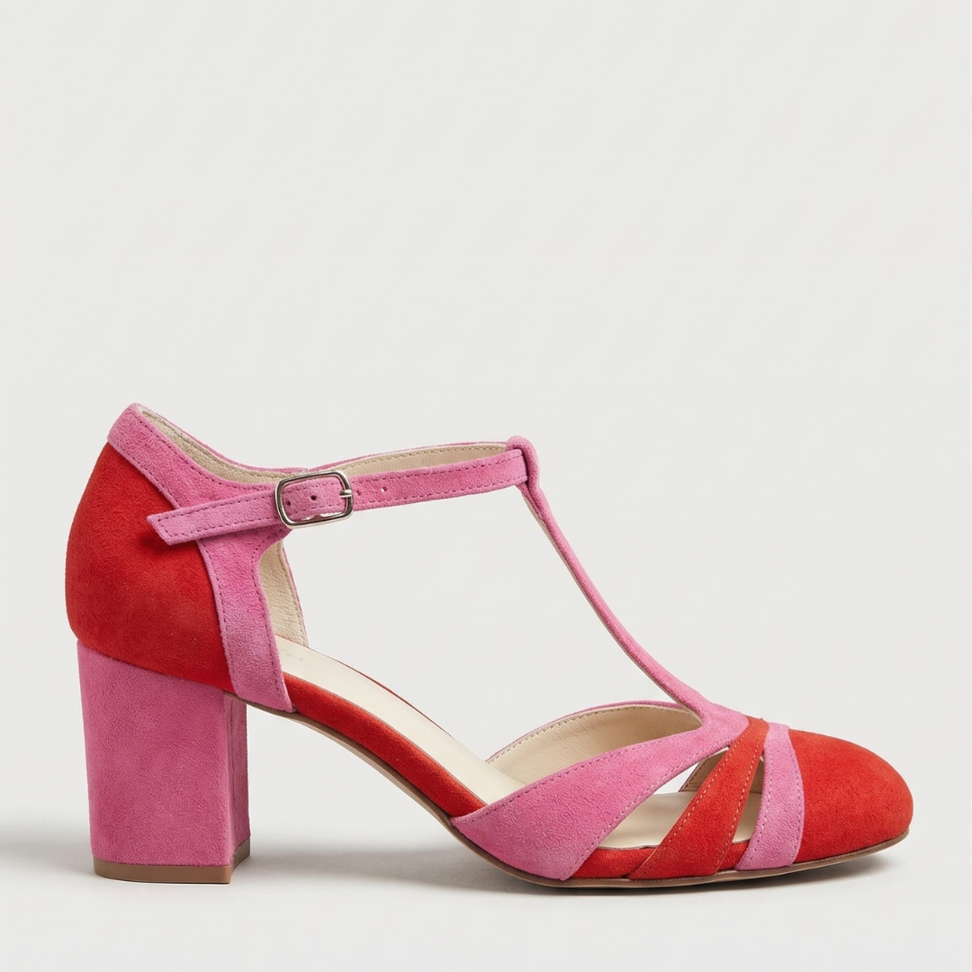 Women's ankle strap heels with soft cushioned sole in neutral color