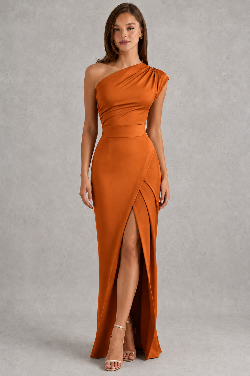 Women's asymmetrical maxi dress in a soft cotton blend featuring a clean neckline, regular fit, and modern asymmetrical hem for versatile everyday and occasion wear.
