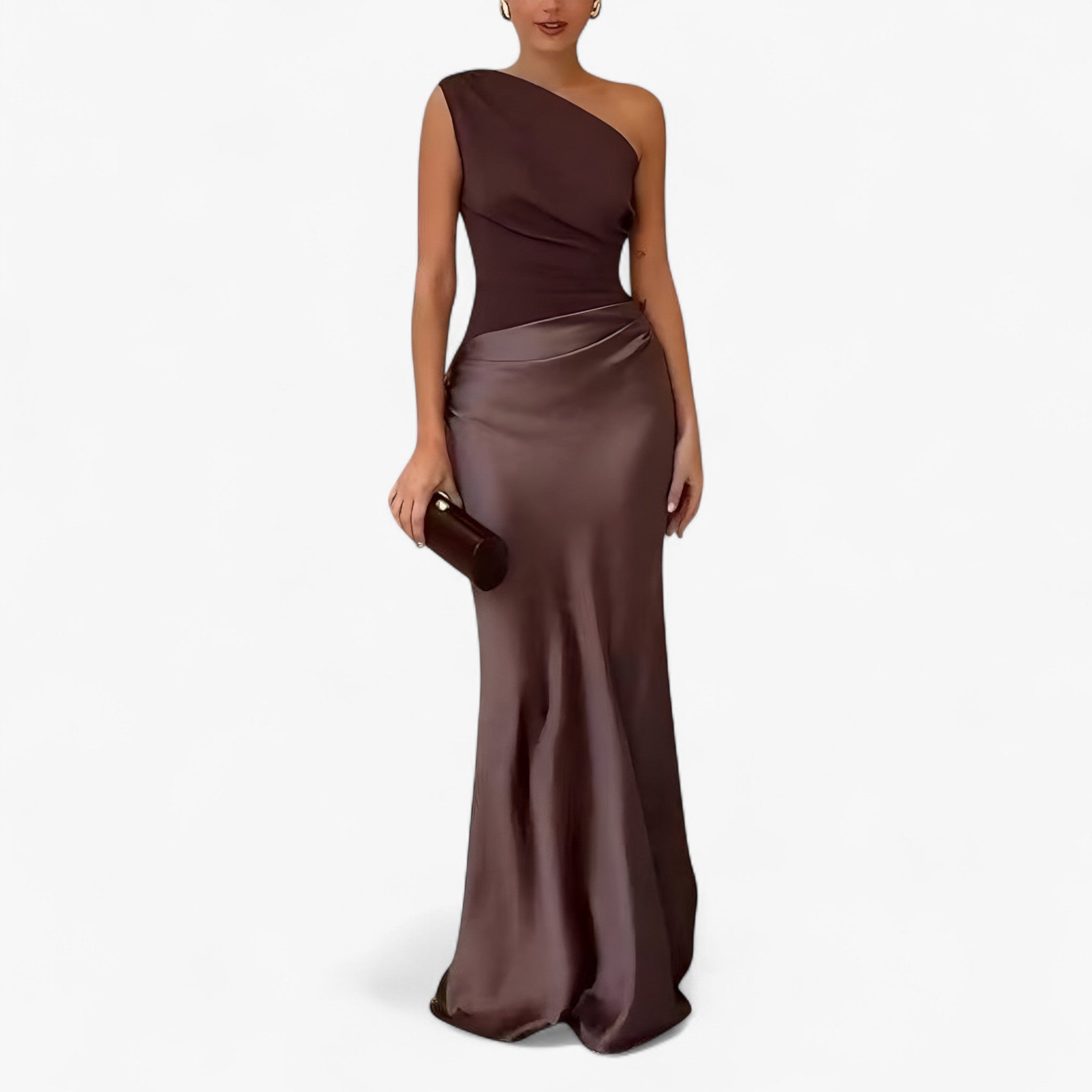 Women's asymmetrical maxi dress with pleated flowing skirt