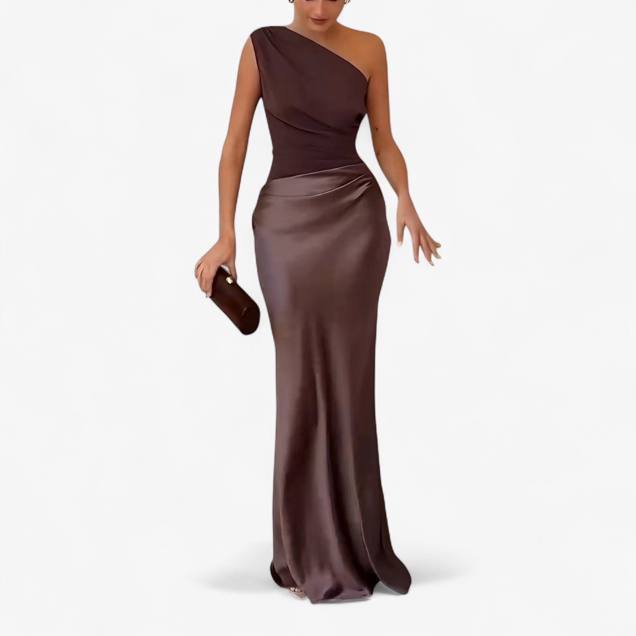 Women's asymmetrical maxi dress with pleated flowing skirt