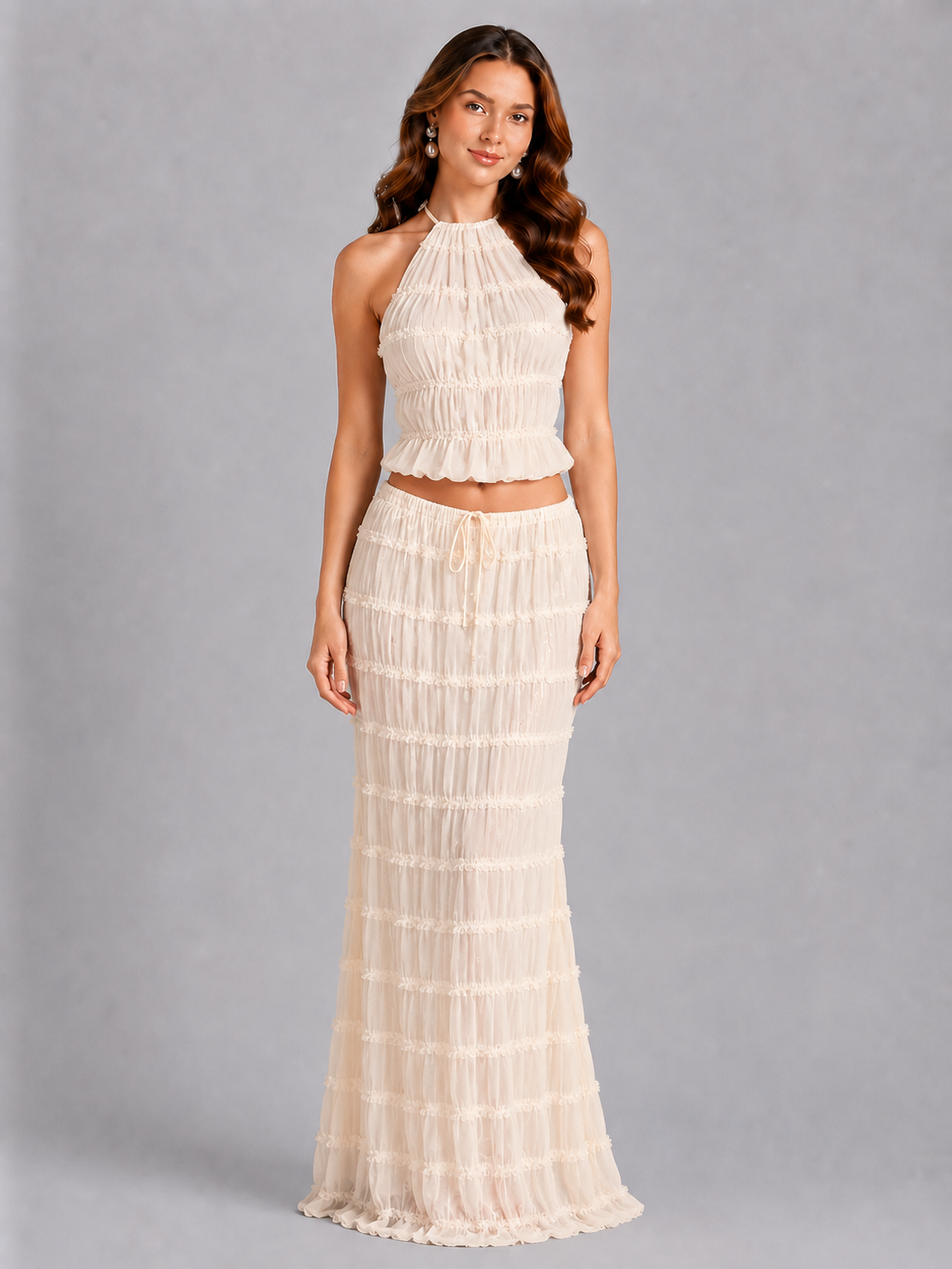 Women’s Bohemian Ruffle Two-Piece Set for Summer Holidays