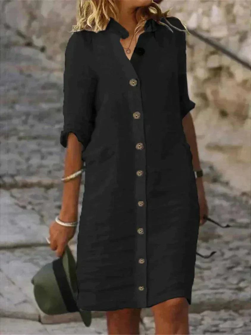 Women’s classic summer midi dress with lightweight fabric and relaxed casual fit