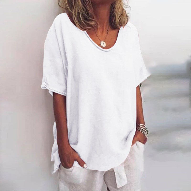 Women’s oversized cotton blend scoop neck t-shirt