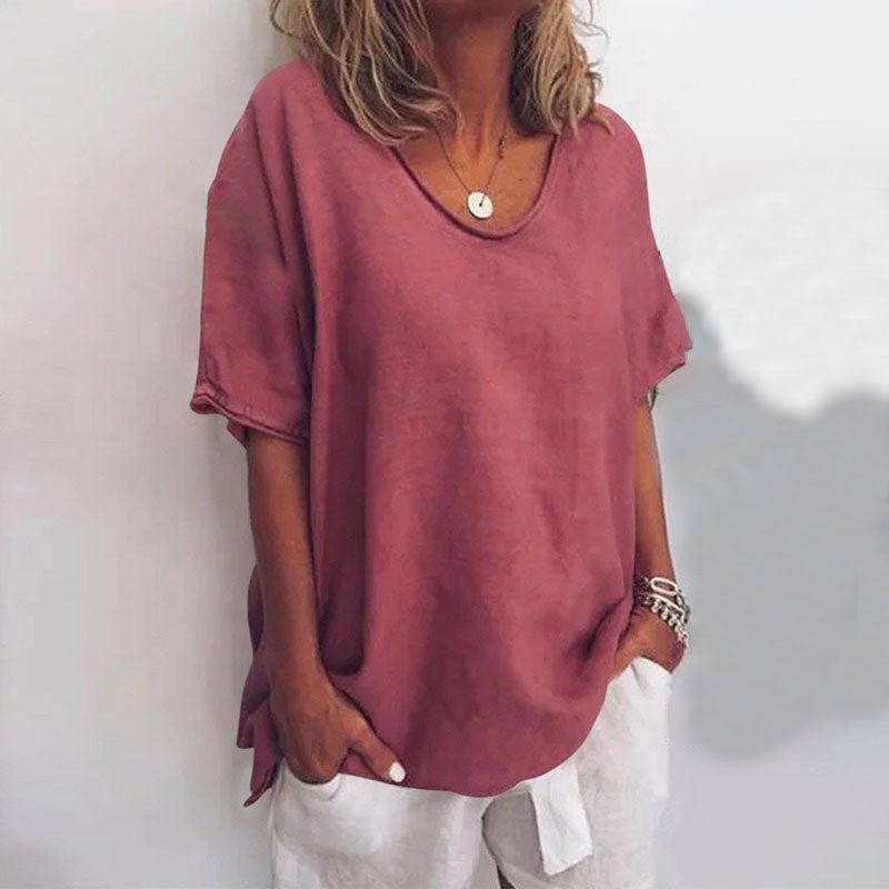 Women’s oversized cotton blend scoop neck t-shirt