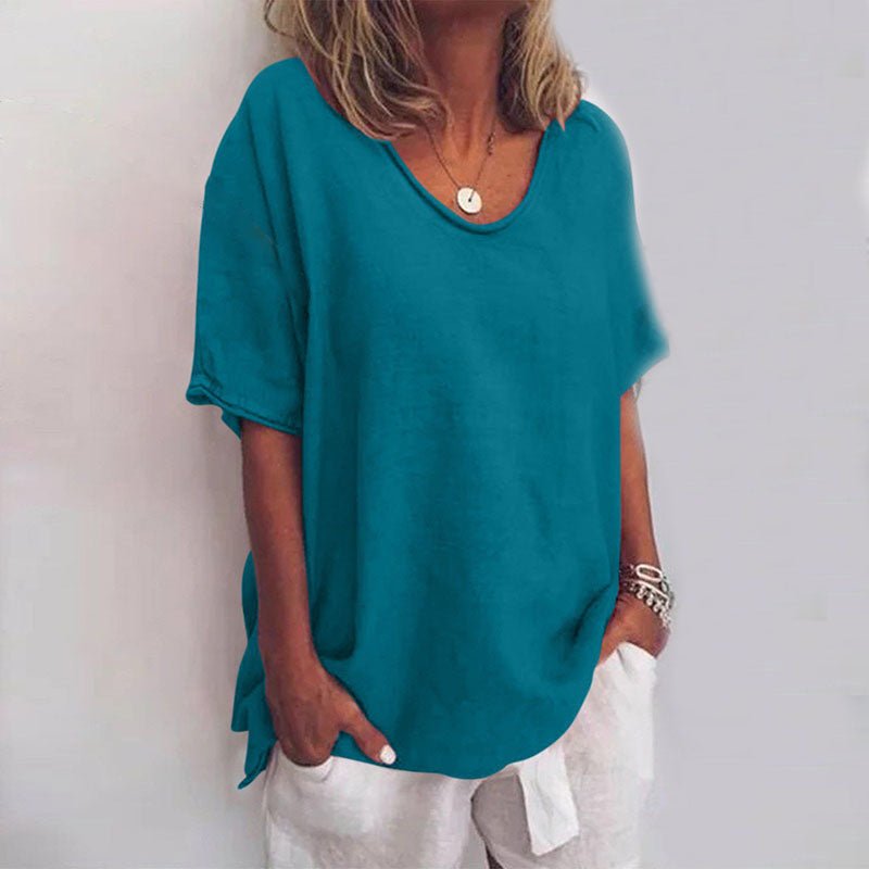 Women’s oversized cotton blend scoop neck t-shirt