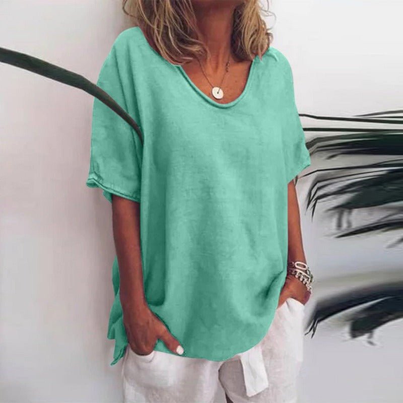 Women’s oversized cotton blend scoop neck t-shirt