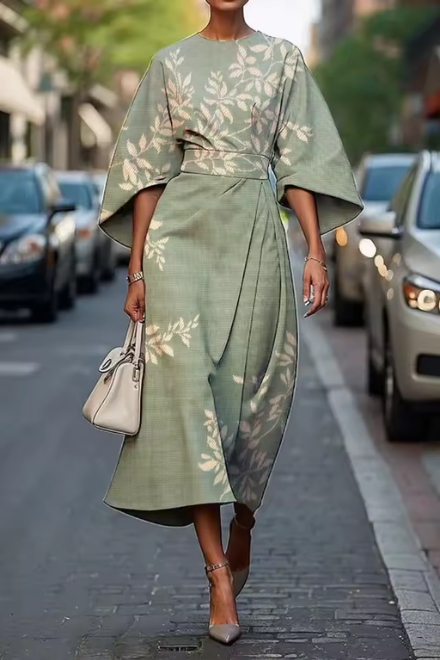 Women’s floral midi dress with flowing silhouette for summer and evening events