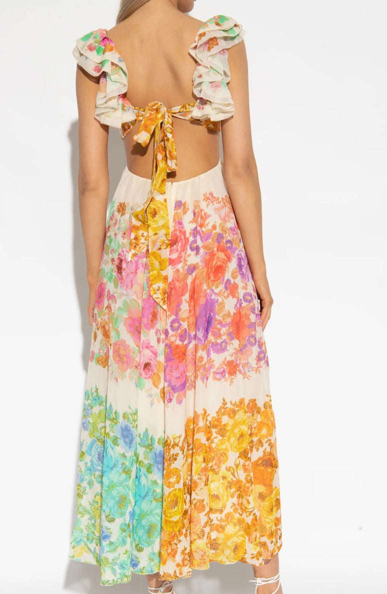 Women’s lightweight floral print summer midi dress with breathable fabric