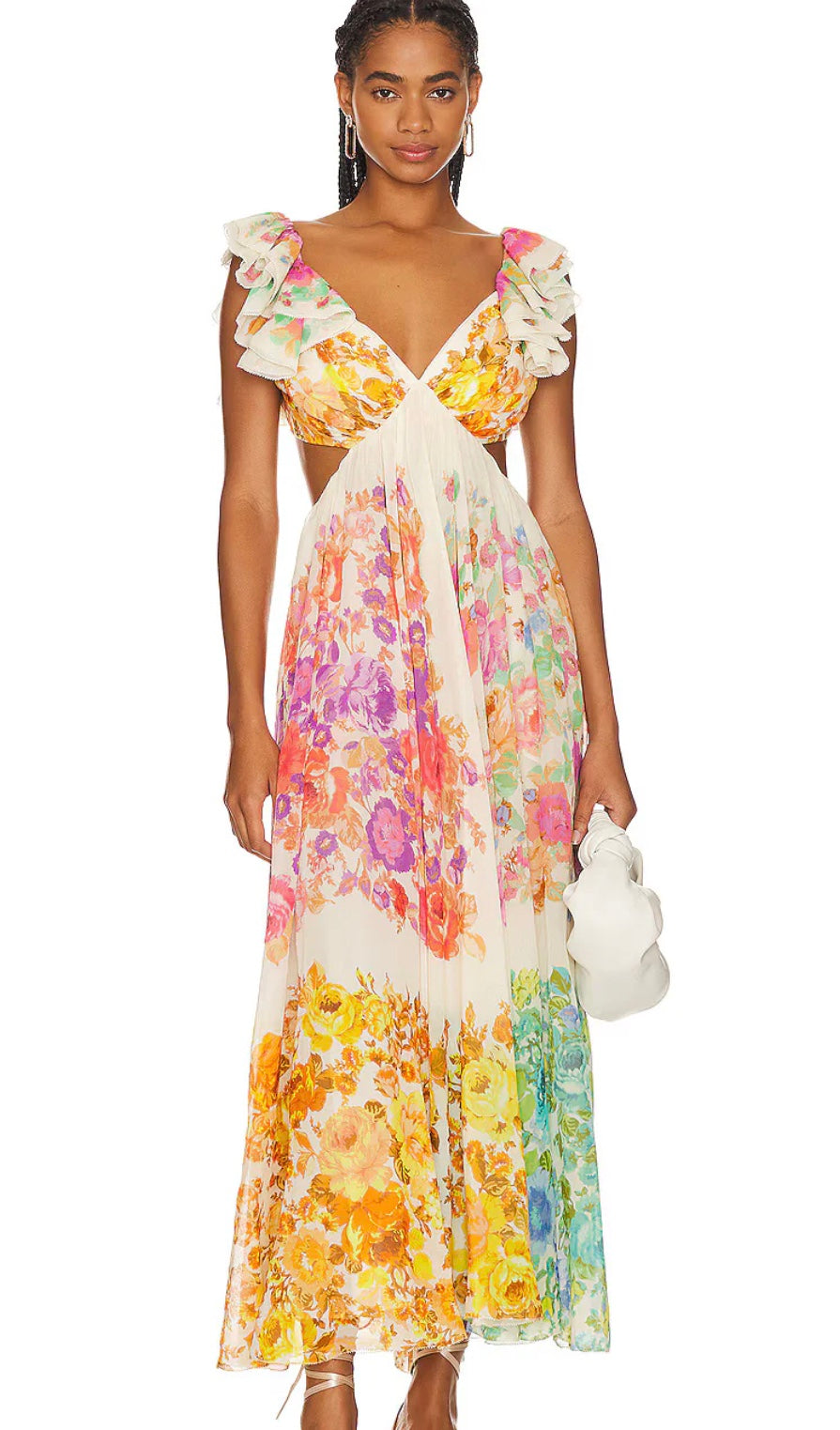 Women’s lightweight floral print summer midi dress with breathable fabric