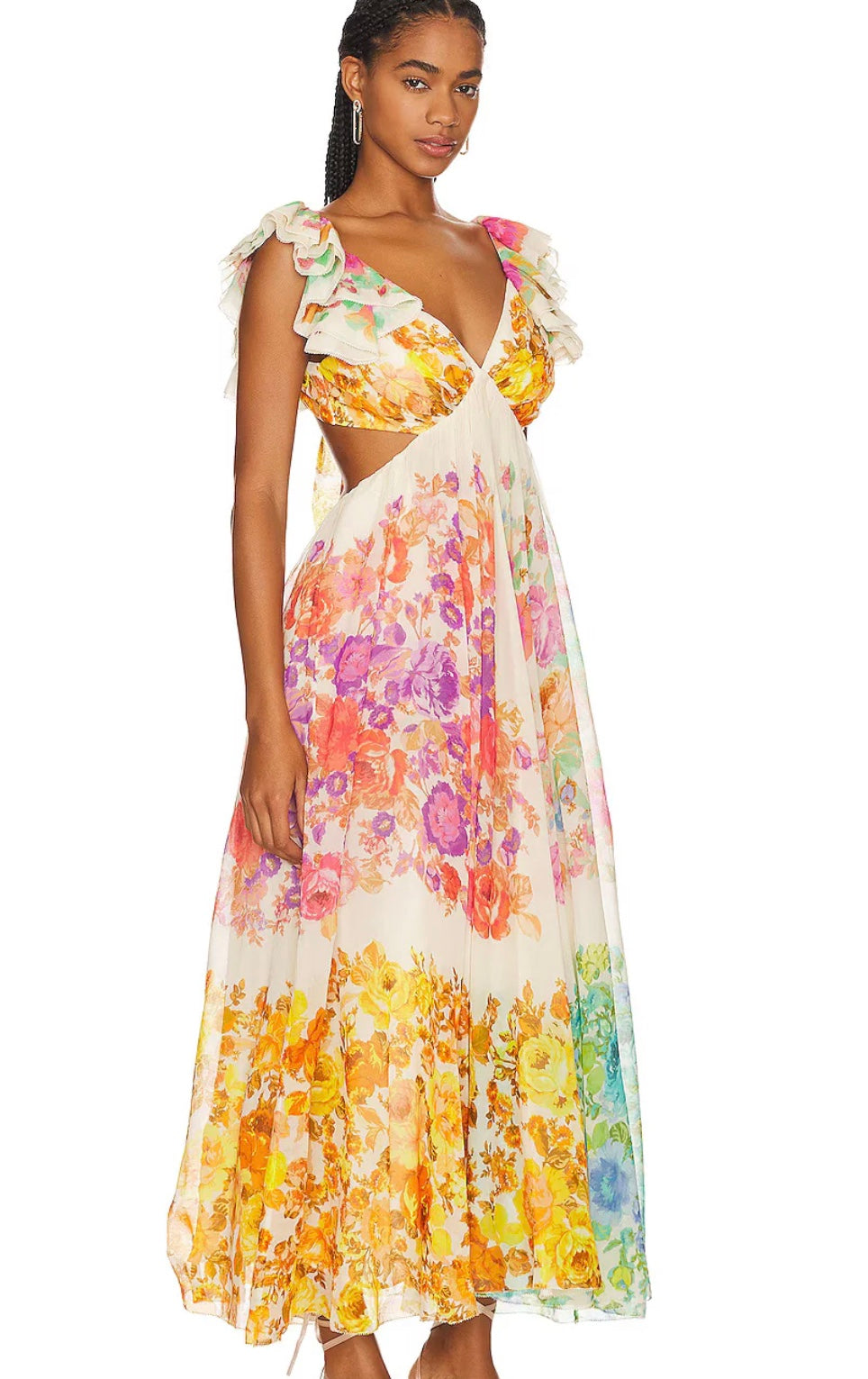 Women’s lightweight floral print summer midi dress with breathable fabric