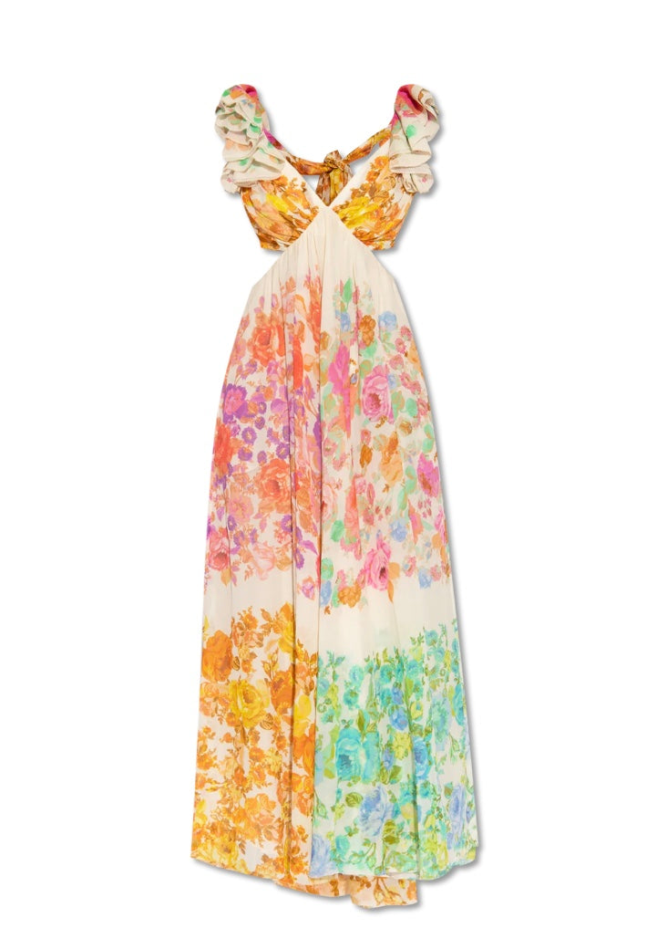 Women’s lightweight floral print summer midi dress with breathable fabric