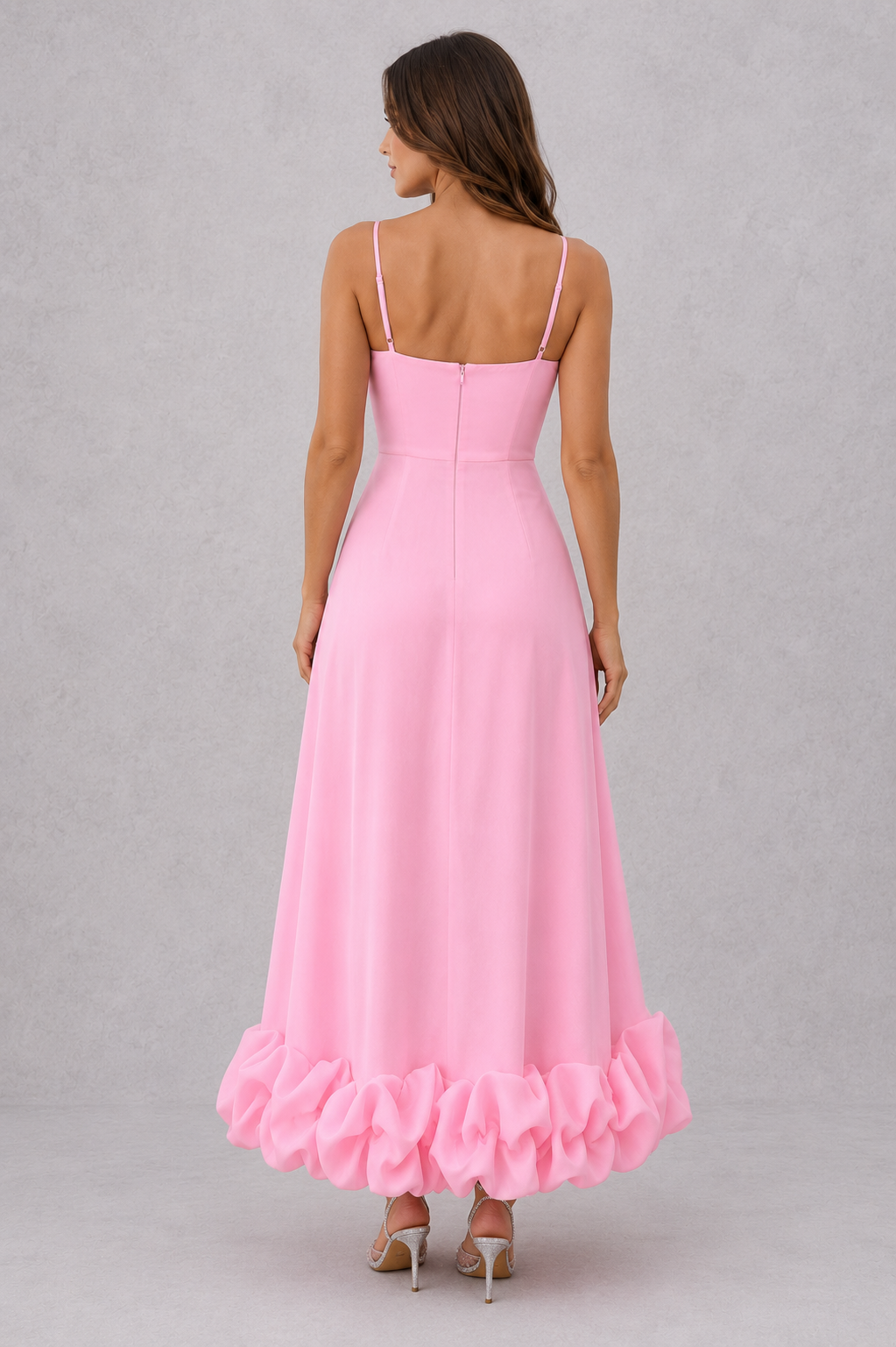 Women's flowing midi dress with a defined waist, lightweight breathable fabric, and graceful skirt silhouette, ideal for everyday wear, events, and special occasions.