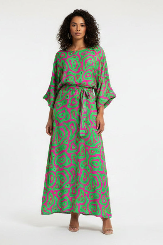 Women’s flowy maxi dress made from lightweight polyester blend fabric