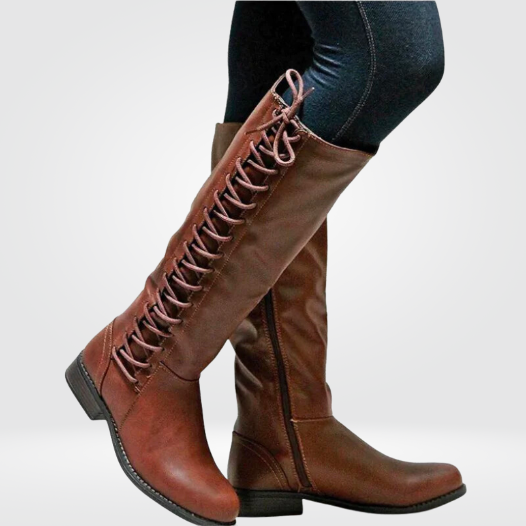 Women's high leather boots with cosy lining and non-slip sole – Elena