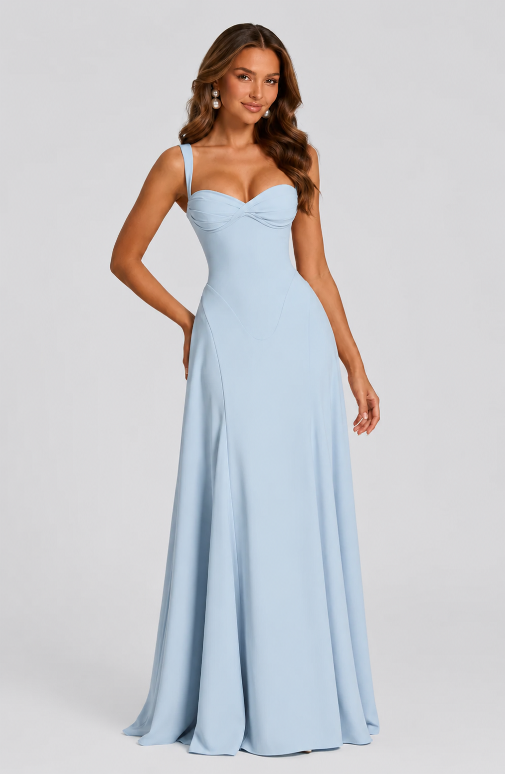Women’s Chiffon Maxi Dress with Lace-Up Back for Evening & Formal Wear