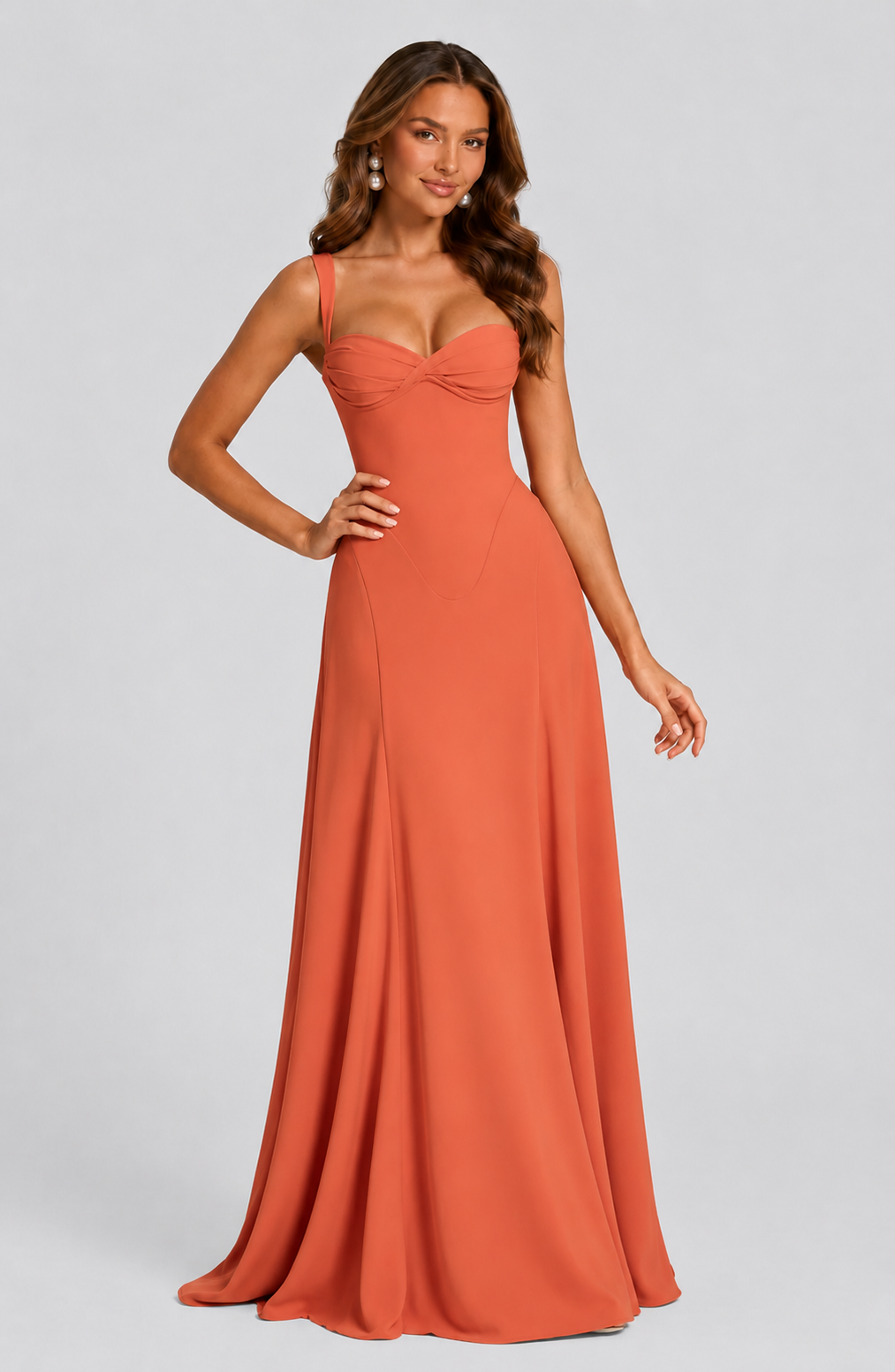 Women’s Chiffon Maxi Dress with Lace-Up Back for Evening & Formal Wear