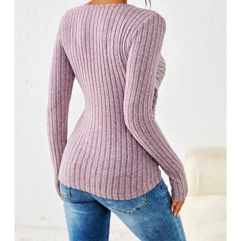 Women's long-sleeve v-neck tummy-tuck top – Aurora