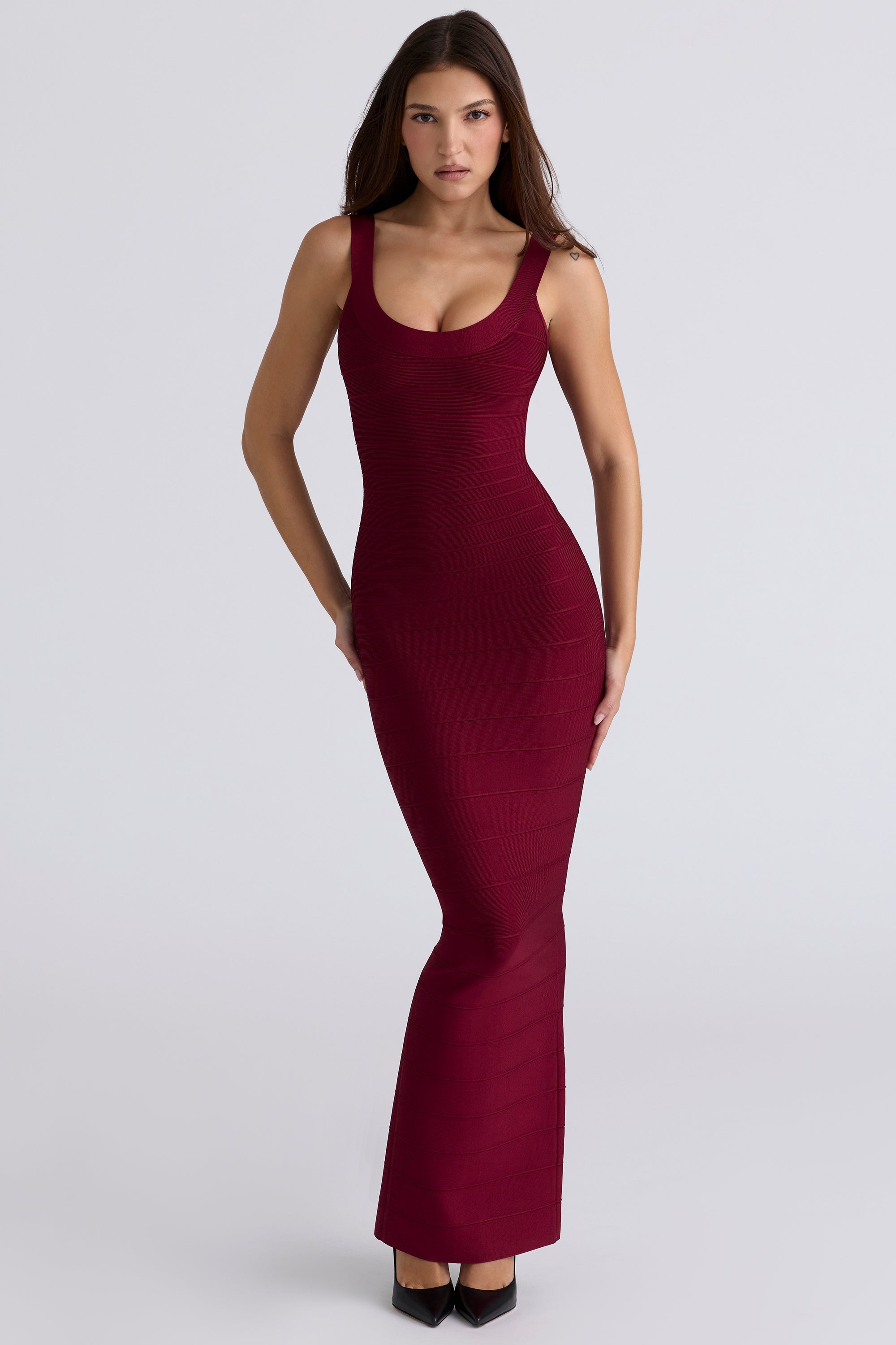 Women’s Metallic Bandage Maxi Dress with Sculpting Fit - Elegant Occassion Style