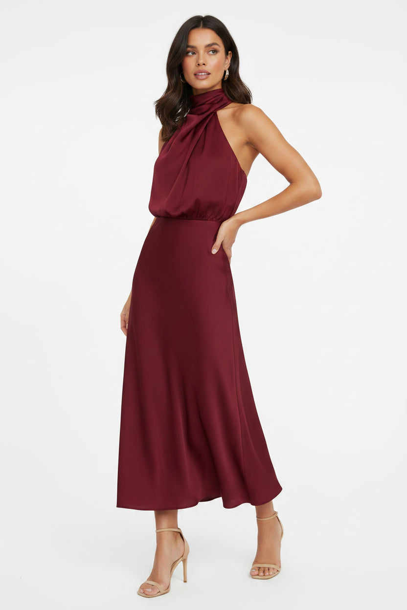 Women’s off shoulder midi dress for evening events and parties