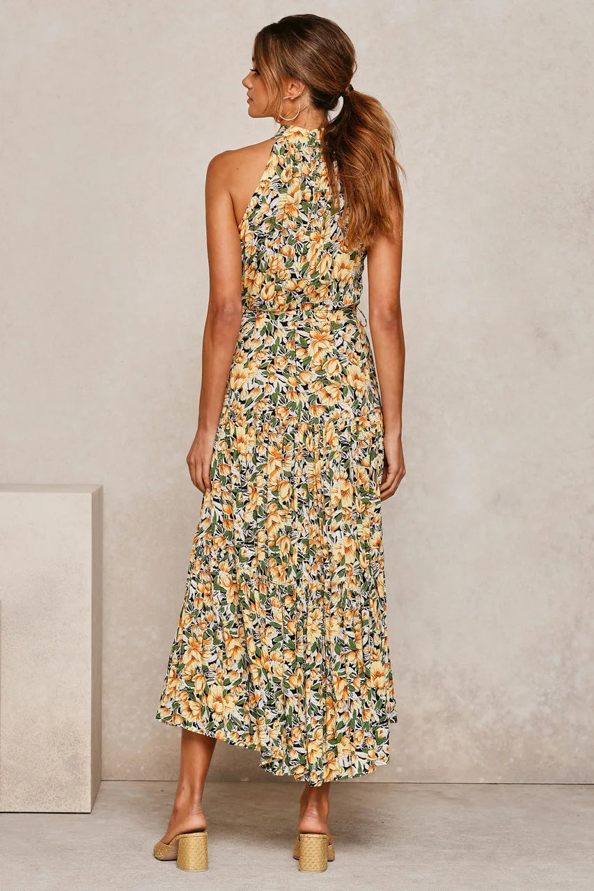 Womenโs polka dot maxi summer dress with lightweight flowy fit for casual and beach wear