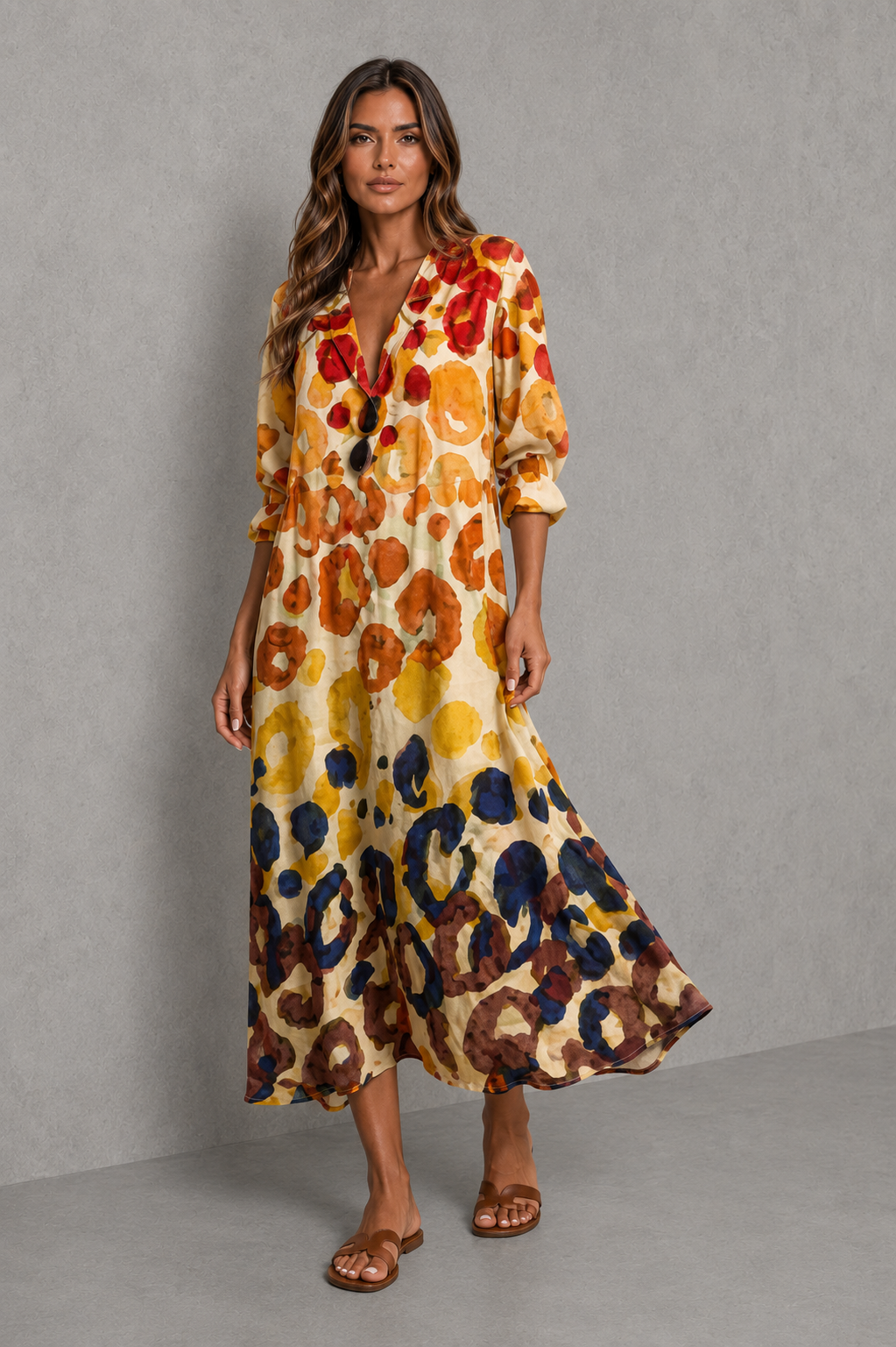 Women's printed shirt dress with a relaxed fit, button-front design, soft collar, and lightweight breathable woven fabric for casual summer, holiday, and everyday wear.