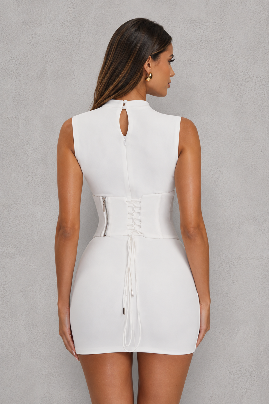 Women's Ruched Jersey Mini Dress with Removable Corset - Party & Evening Dress - Rosemary