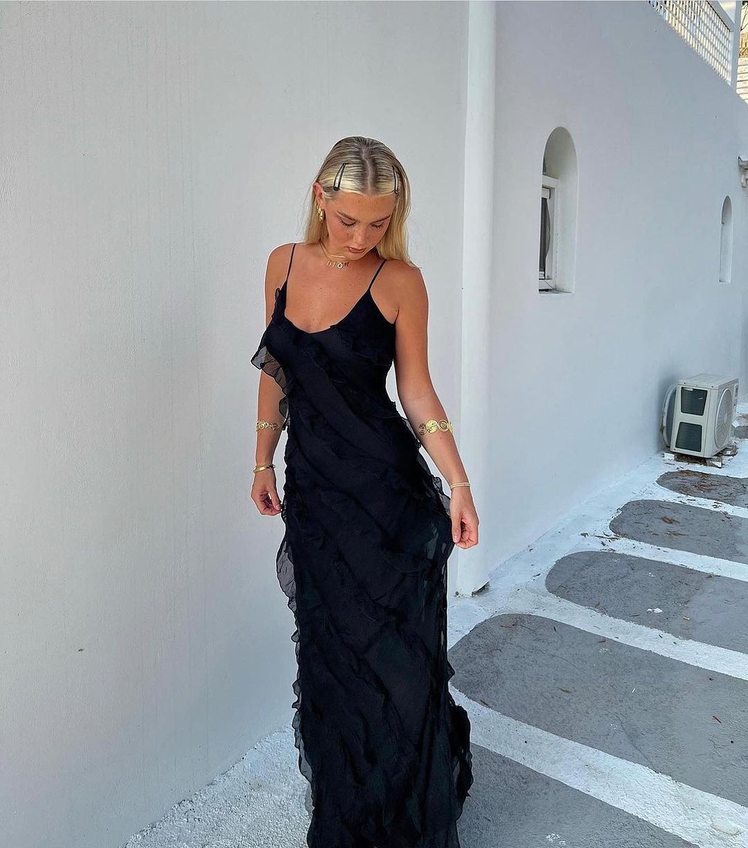 Women’s ruffle midi dress lightweight summer dress for events and casual wear