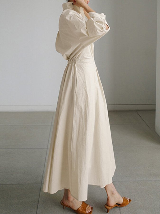 Women’s shirt maxi dress in polyester blend with relaxed flowing fit