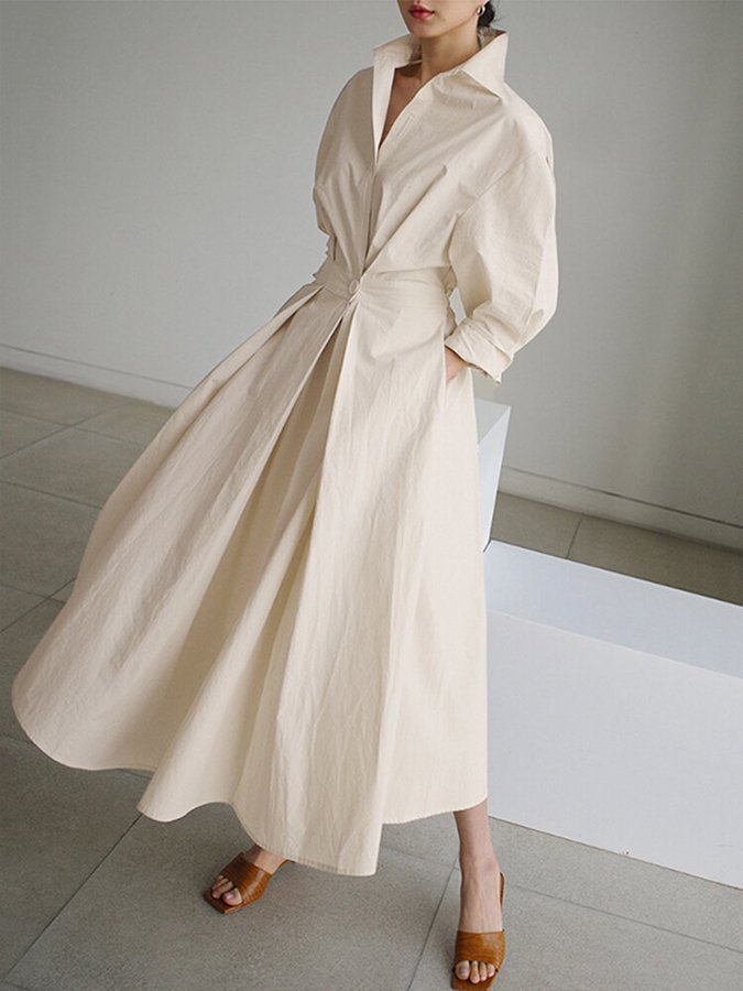 Women’s shirt maxi dress in polyester blend with relaxed flowing fit