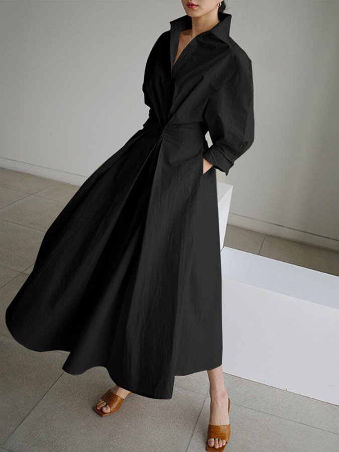 Women’s shirt maxi dress in polyester blend with relaxed flowing fit