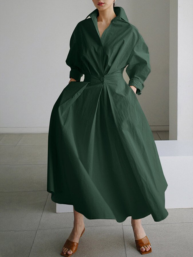 Women’s shirt maxi dress in polyester blend with relaxed flowing fit