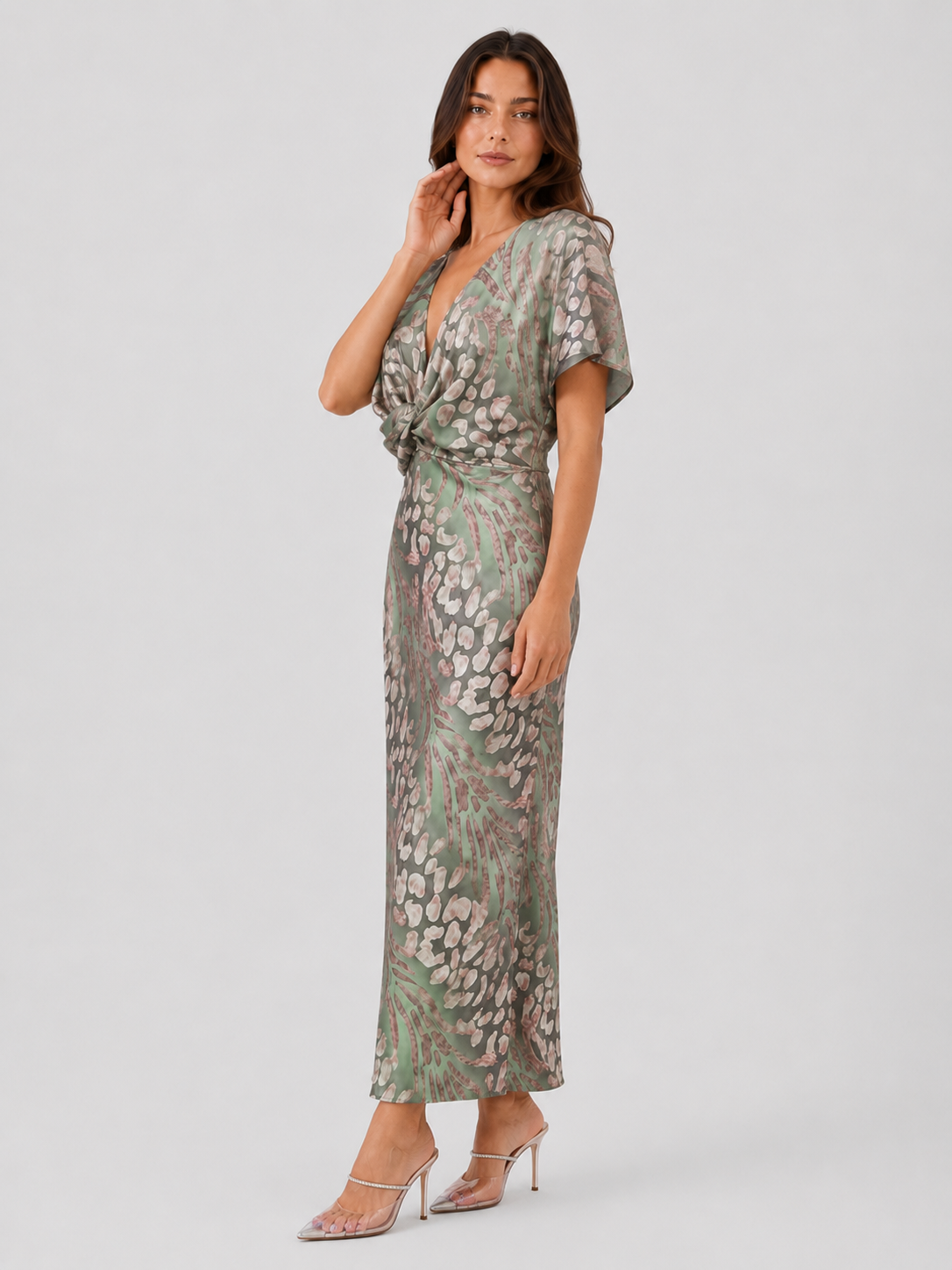Women's silk maxi dress by Klyne Studios with a sleeveless design, smooth flowing silhouette, relaxed fit, and lightweight silk fabric for elegant everyday and occasion wear.