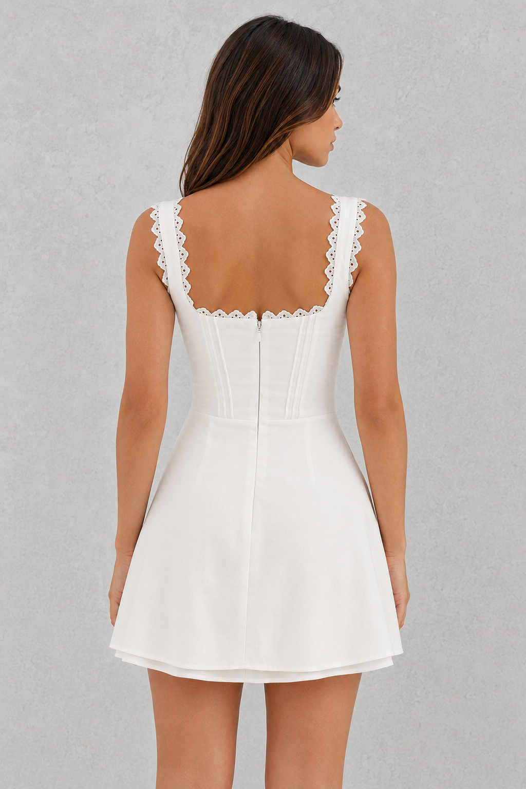 Women's sleeveless mini dress with a V-neckline, pin pleated fitted bodice, defined waist, and softly flared skirt in lightweight polyester, ideal for casual outings and special occasions.