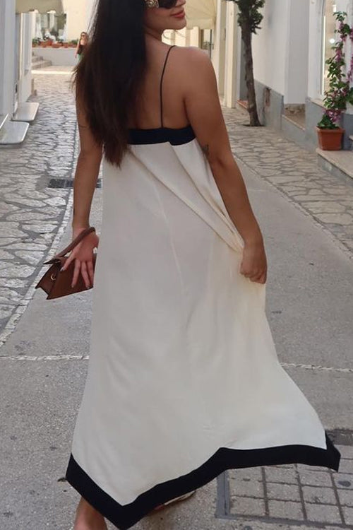 Women's spaghetti strap V-neck maxi dress with flowy silhouette and lightweight fabric