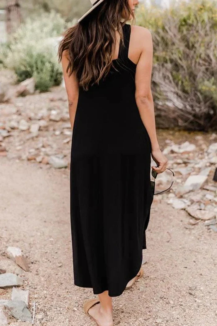 Women's strapless polyester maxi dress with flattering fit