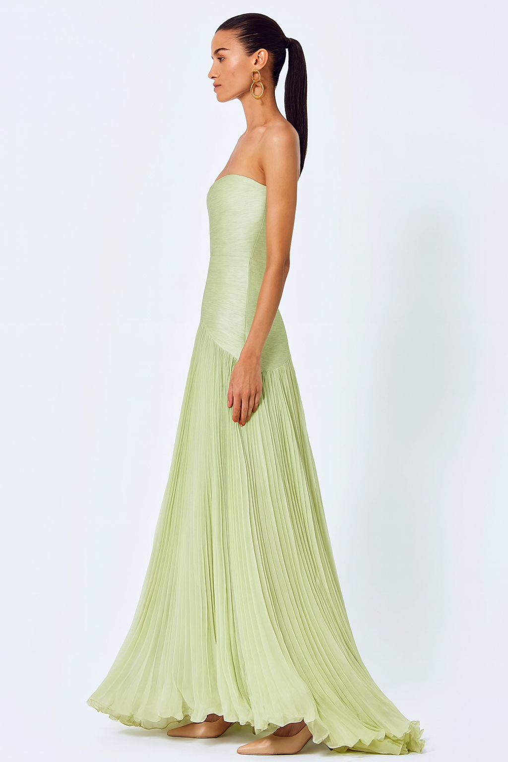 Women’s summer dress with flowing silhouette and drop-waist design