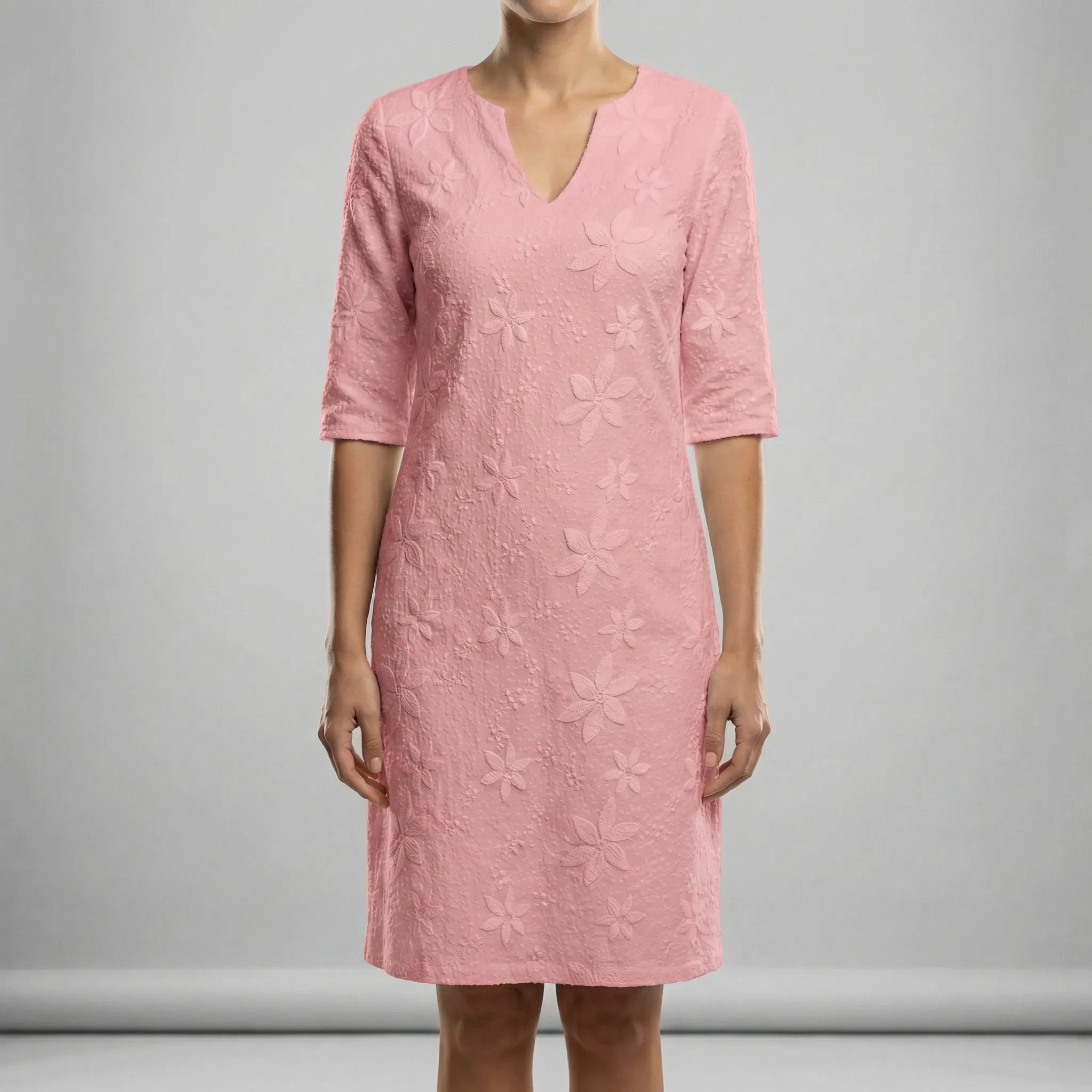 Women’s summer dress with V-neck, relaxed fit, and soft flowing drape