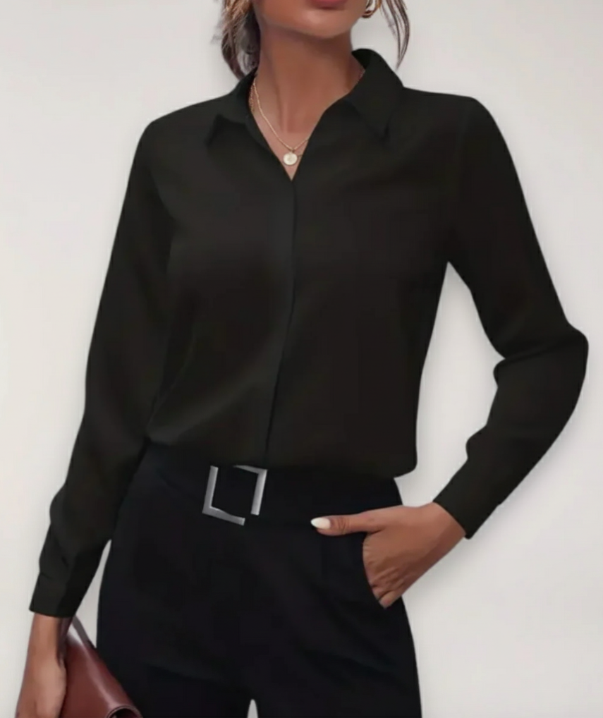 Women's tailored button-up blouse with classic collar