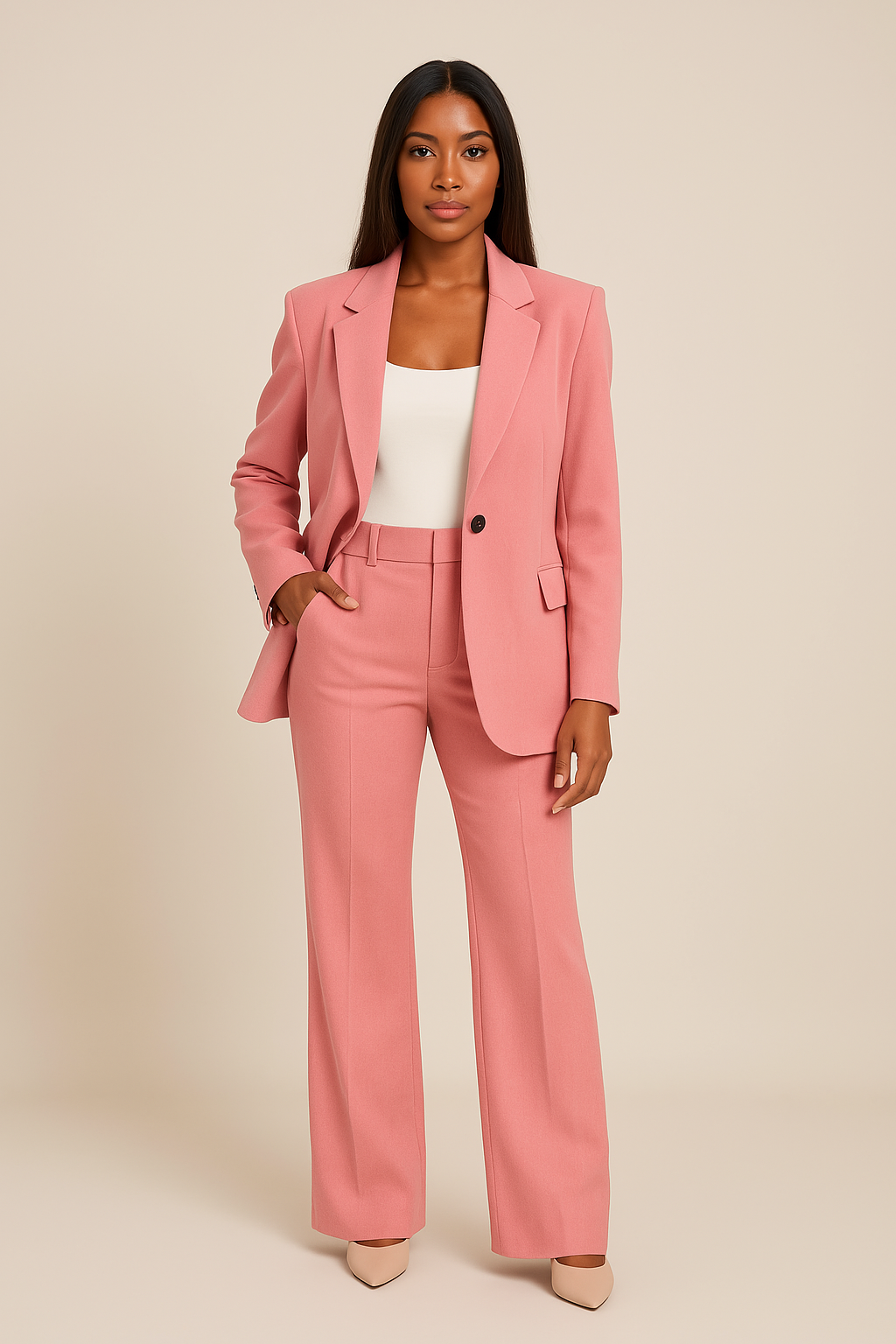 Women's tailored blazer and trousers suit set
