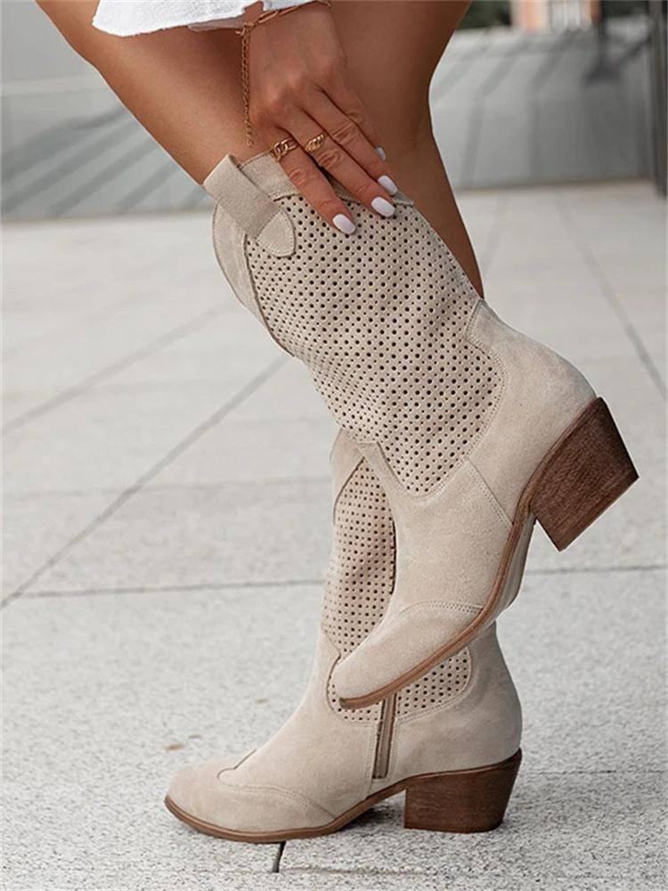 Women's trendy cowboy boots with block heel