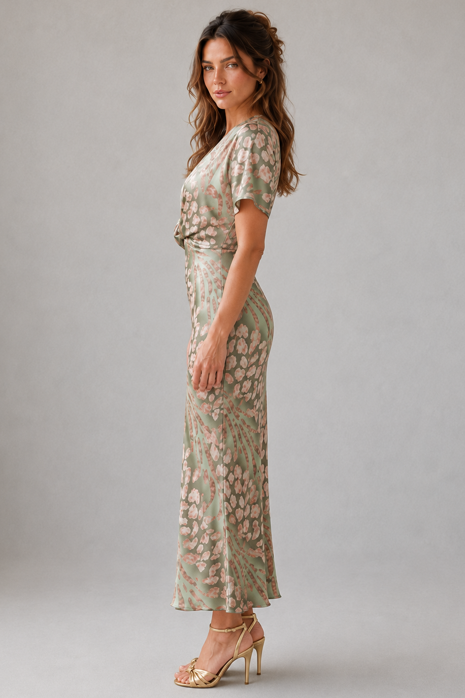 Women's flowing maxi dress featuring a flattering V-neckline, elegant twist-front detail, and relaxed full-length silhouette. Made from lightweight breathable fabric for comfortable all-day wear, perfect for casual outings, vacations, and special occasions.