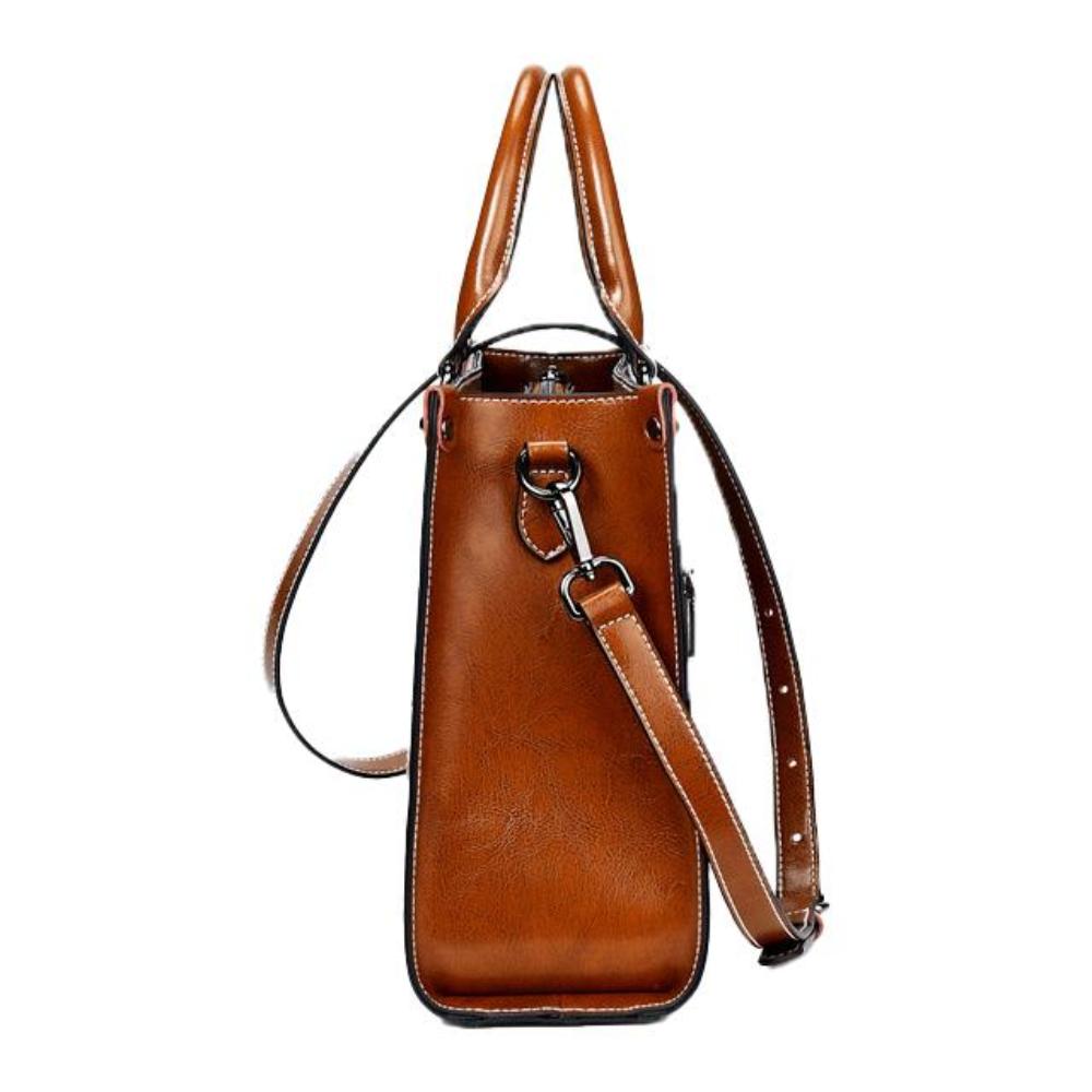 Women's Leather Tote Bag with Zipper Closure | Renata
