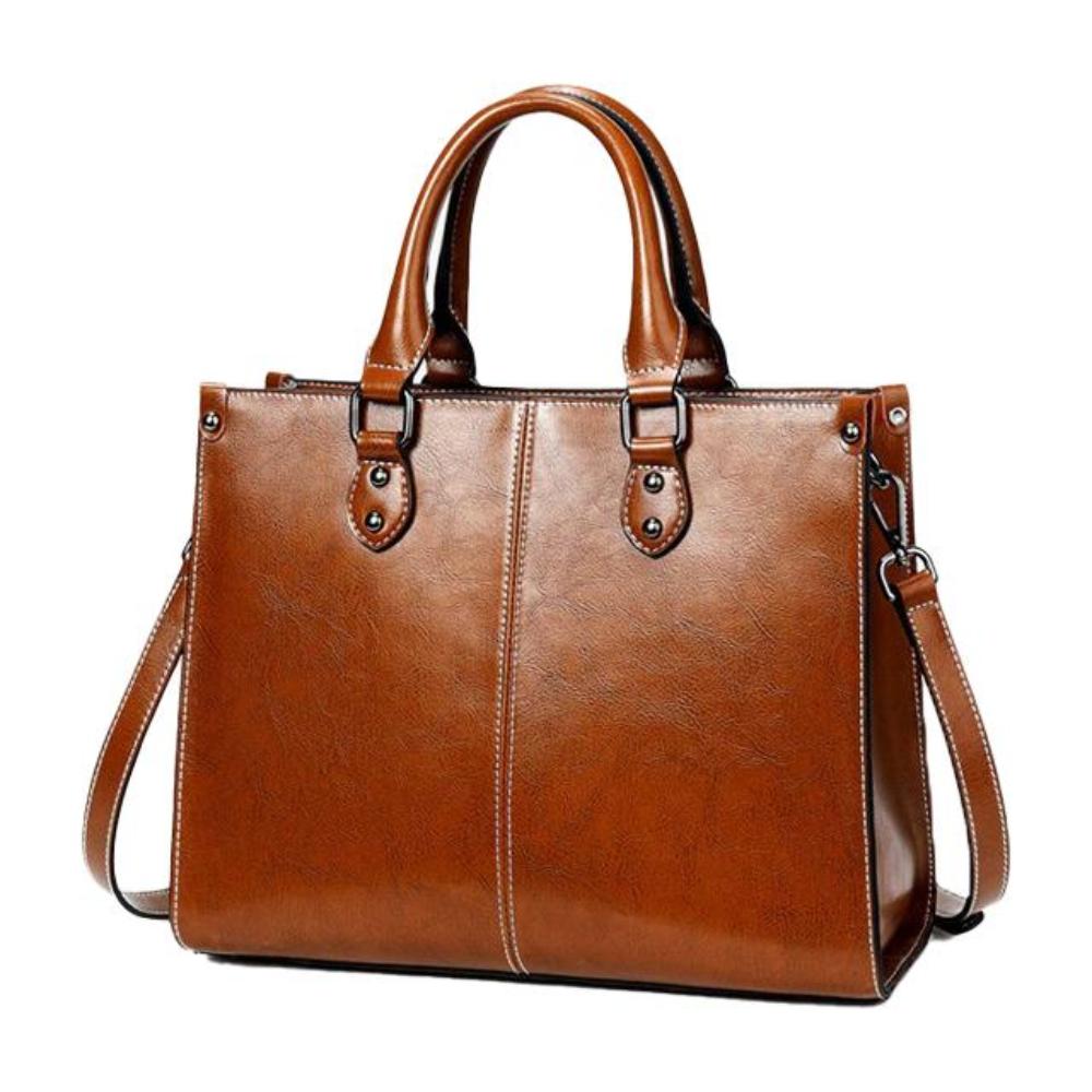 Women's Leather Tote Bag with Zipper Closure | Renata
