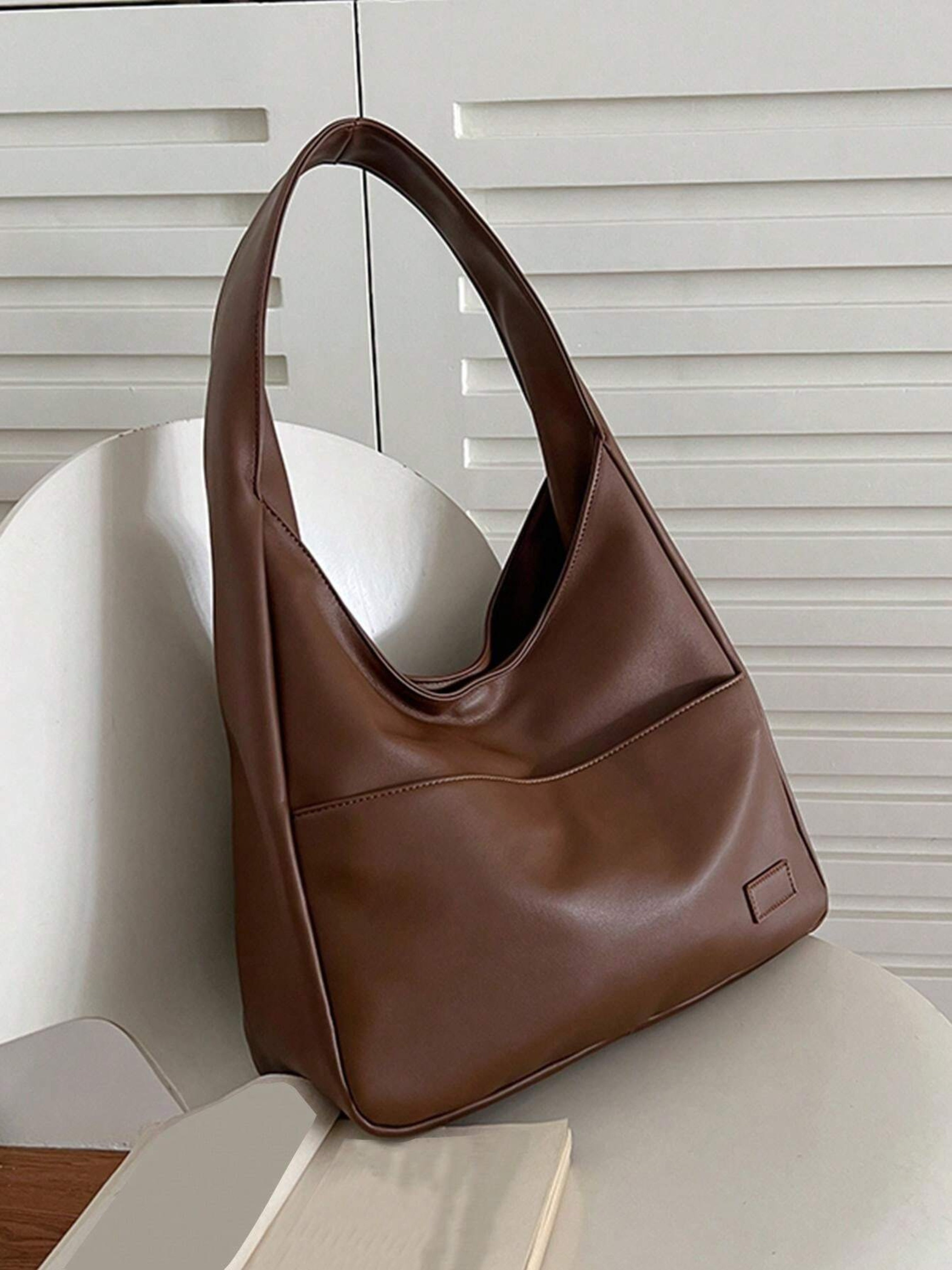 Women's Large Vegan Leather Shoulder Tote Bag for Work & 13 Inch Laptop | Luna
