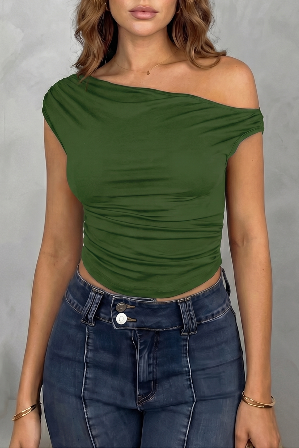 Women's Ruched One-Shoulder Top - Sanvienne