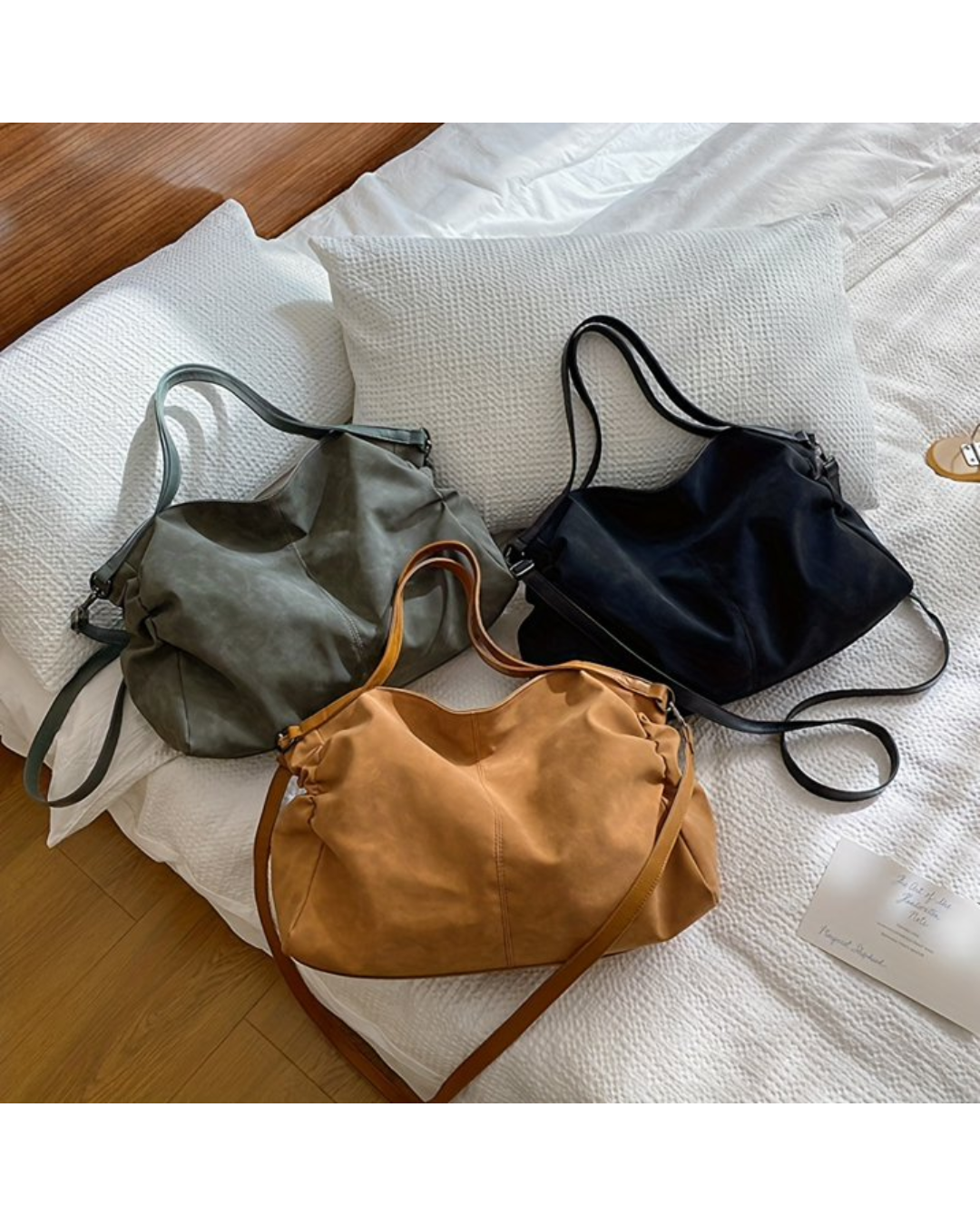 Suede Shoulder Bag, Slouchy Design | Lyra