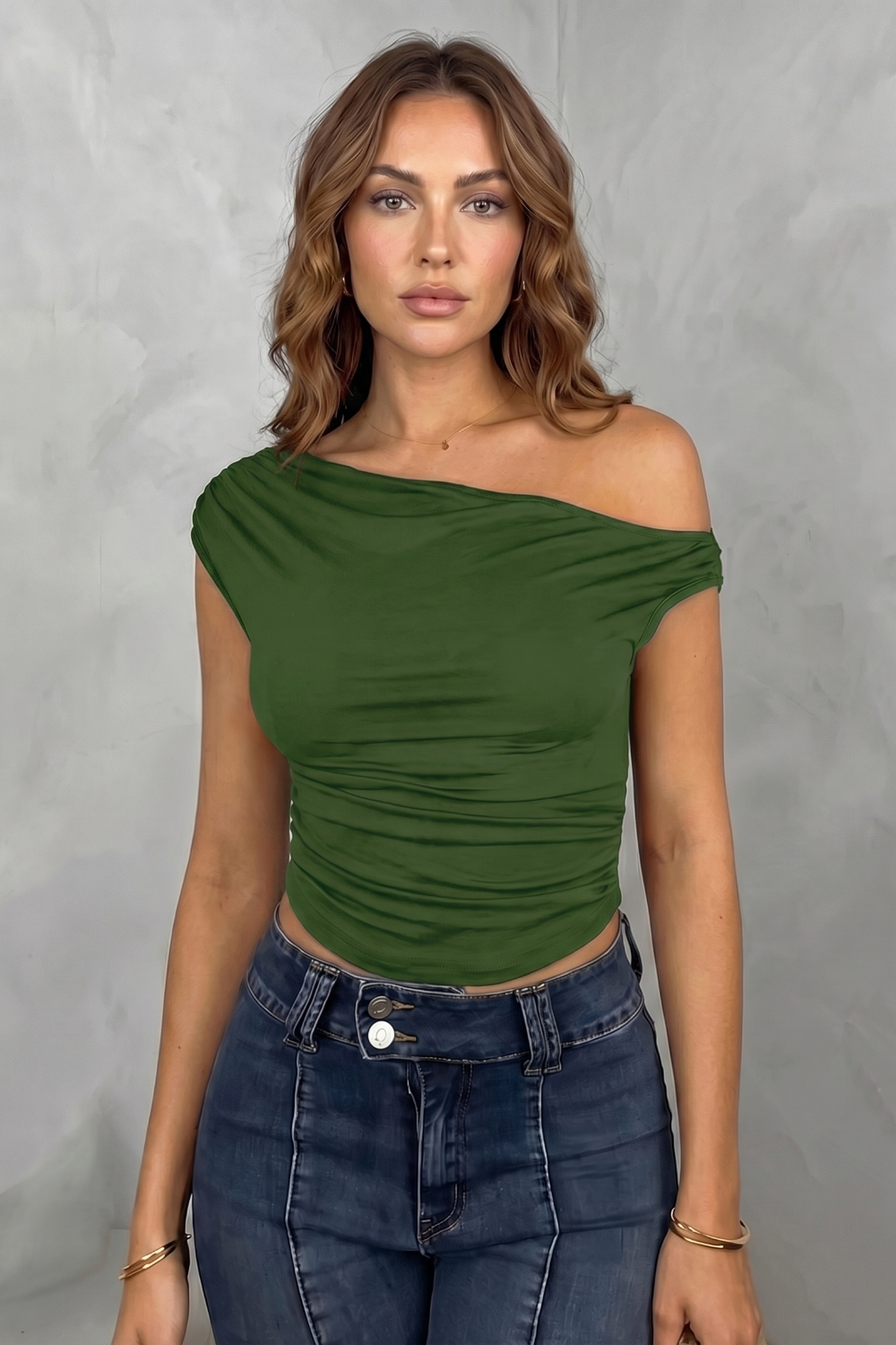Women's Ruched One-Shoulder Top - Sanvienne