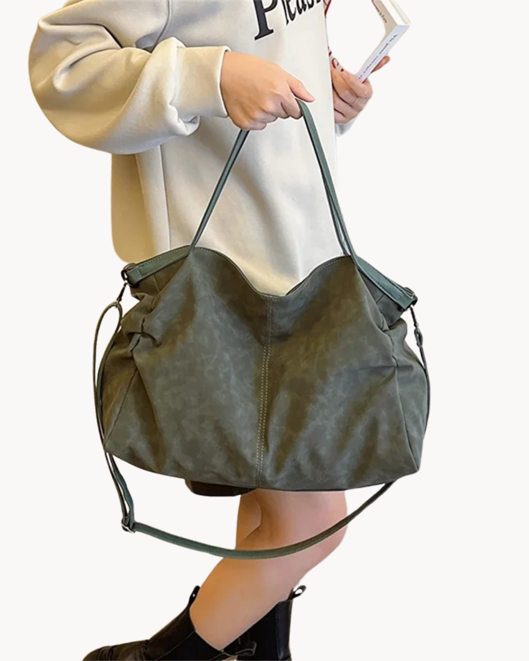 Suede Shoulder Bag, Slouchy Design | Lyra