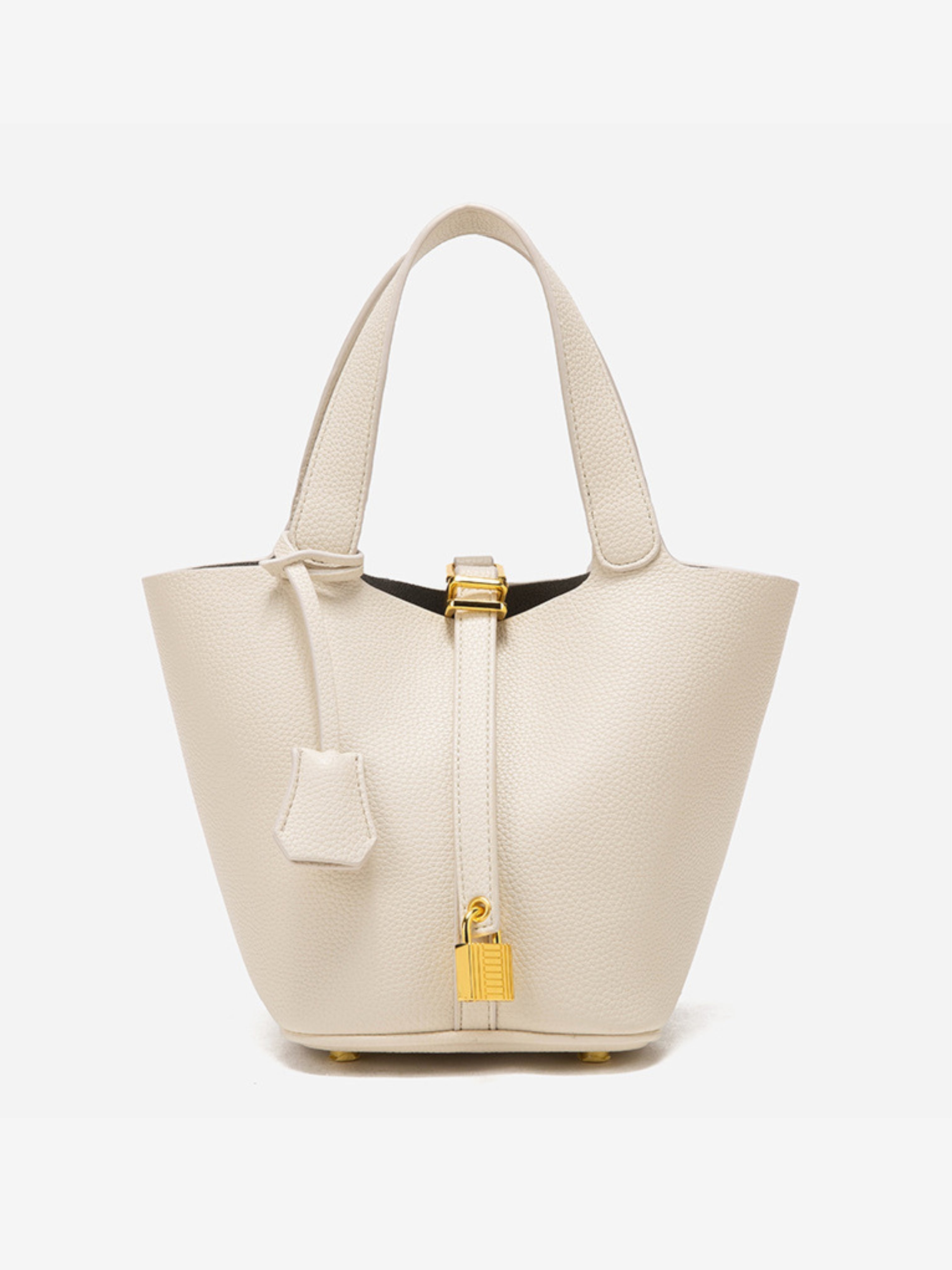 Women's Leather Bucket Tote Bag with Lock Closure for Everyday & Work Use | Seraphina