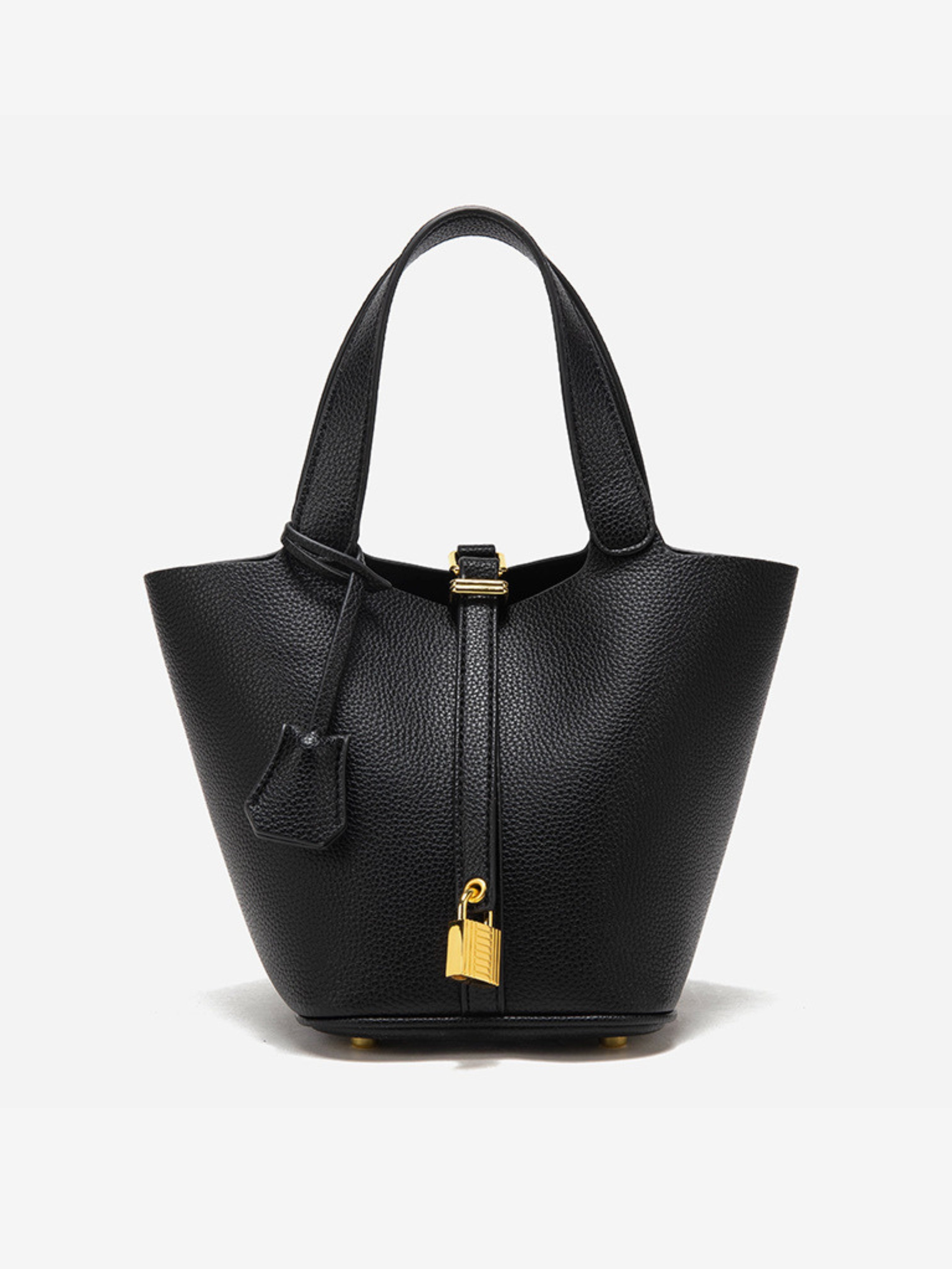 Women's Leather Bucket Tote Bag with Lock Closure for Everyday & Work Use | Seraphina